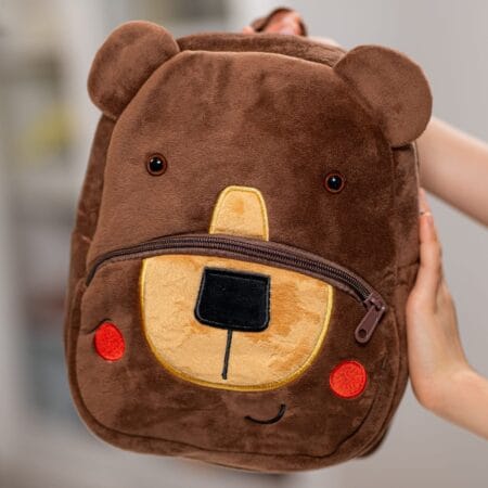 ghiozdănel urs din pluș personalizat cu nume