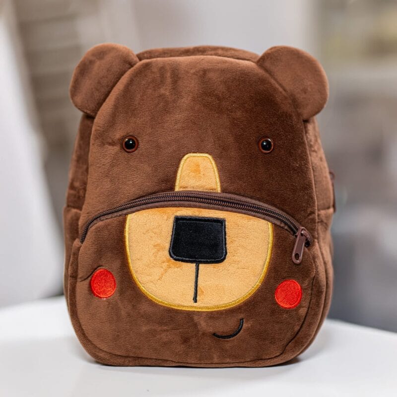 ghiozdănel urs din pluș personalizat cu nume