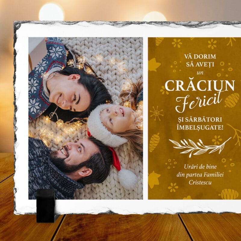 ardezia panoramică personalizată cu urări de bine pentru crăciun