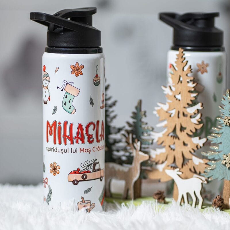 bidon de apă personalizat cu numele spiridușului lui crăciun