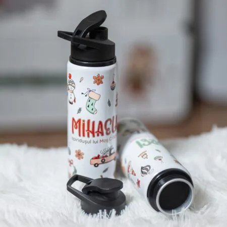 bidon de apă personalizat cu numele spiridușului lui crăciun