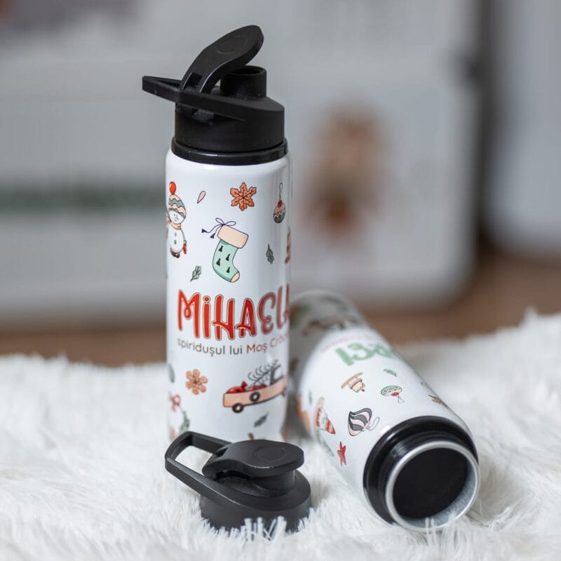 bidon de apă personalizat cu numele spiridușului lui crăciun