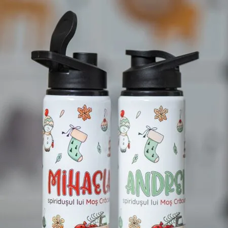 bidon de apă personalizat cu numele spiridușului lui crăciun