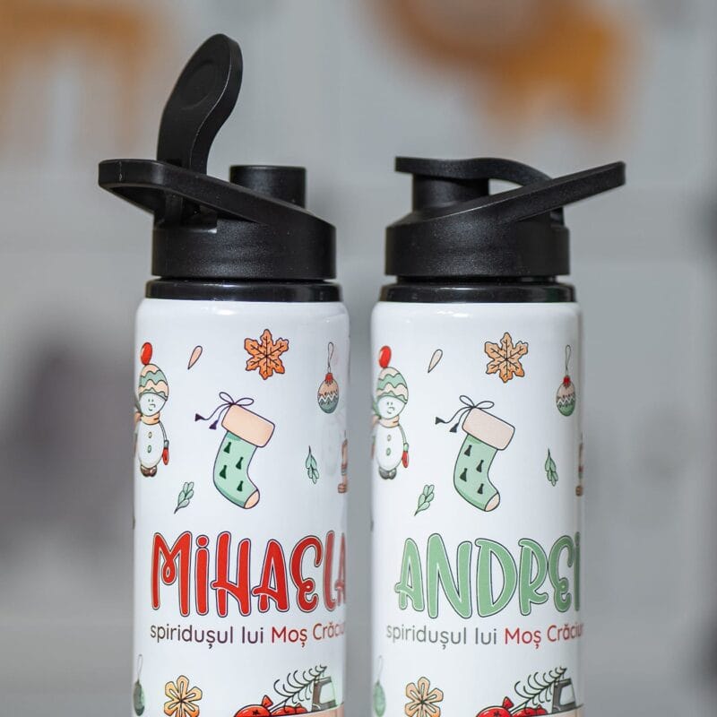 bidon de apă personalizat cu numele spiridușului lui crăciun