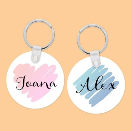 breloc rotund personalizat cu nume