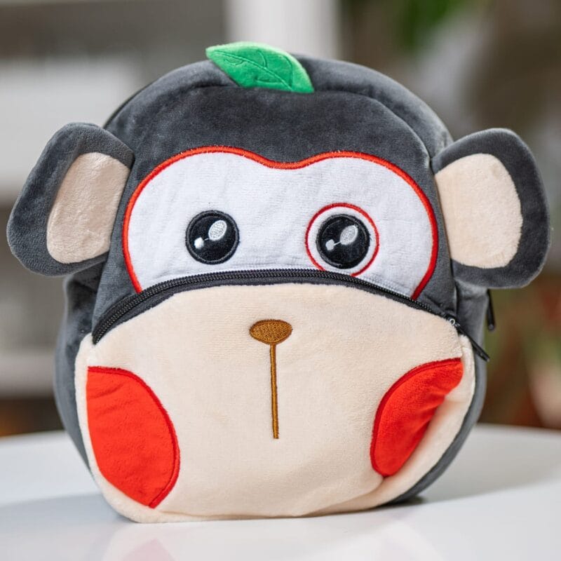 ghiozdănel maimuțică de pluș personalizat cu nume