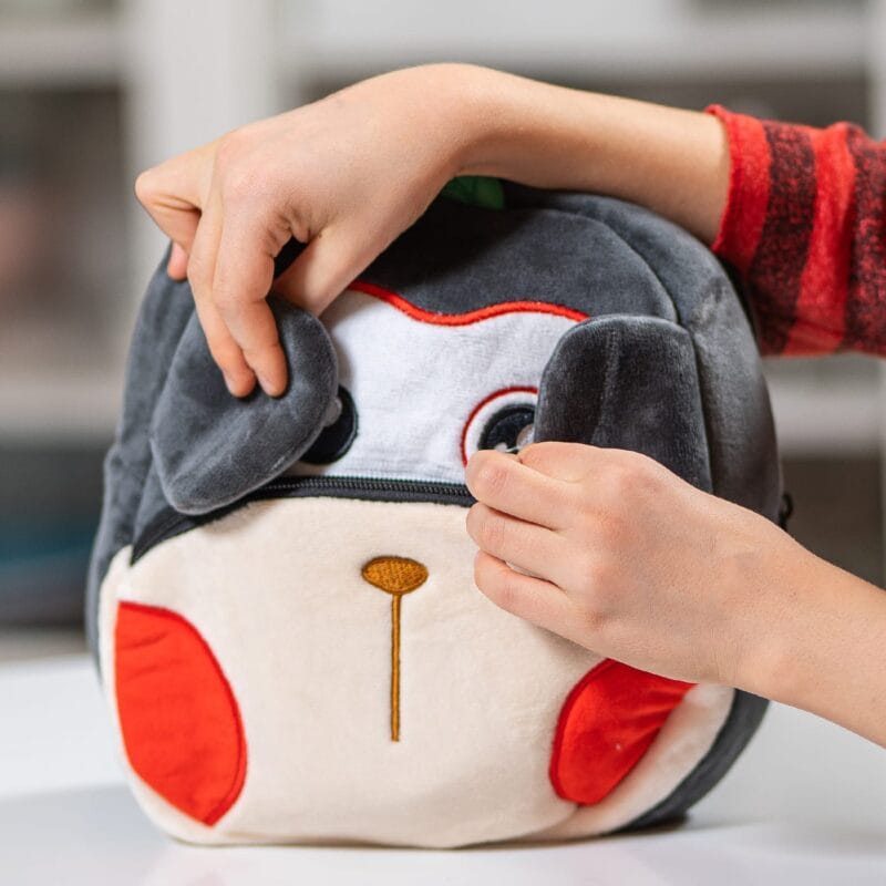 ghiozdănel maimuțică de pluș personalizat cu nume