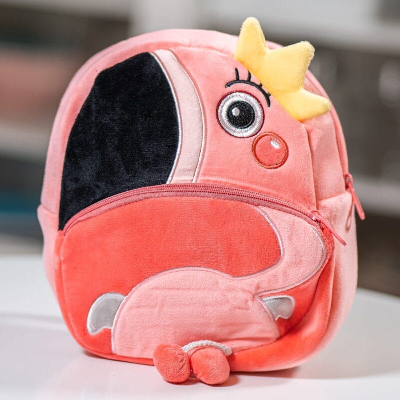 ghiozdănel papagal de pluș personalizat cu nume