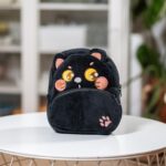 ghiozdănel pisicuță neagră din pluș personalizat cu nume