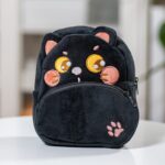 ghiozdănel pisicuță neagră din pluș personalizat cu nume