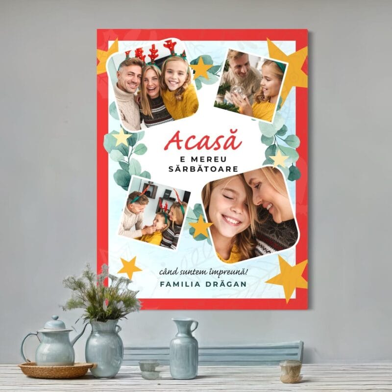 tablou canvas personalizat colaj acasă e mereu sărbătoare