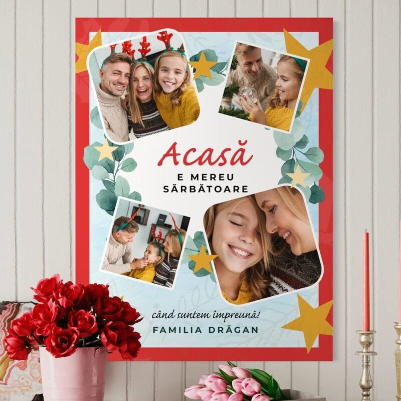 tablou canvas personalizat colaj acasă e mereu sărbătoare