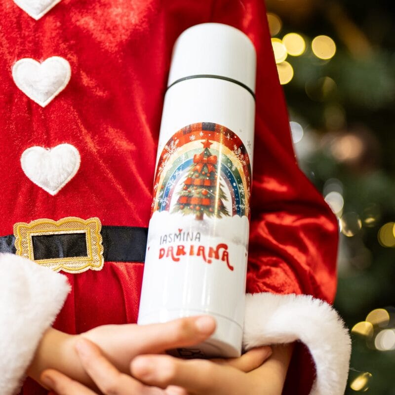 termos din inox personalizat cu nume cadou de crăciun