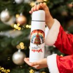 termos din inox personalizat cu nume cadou de crăciun