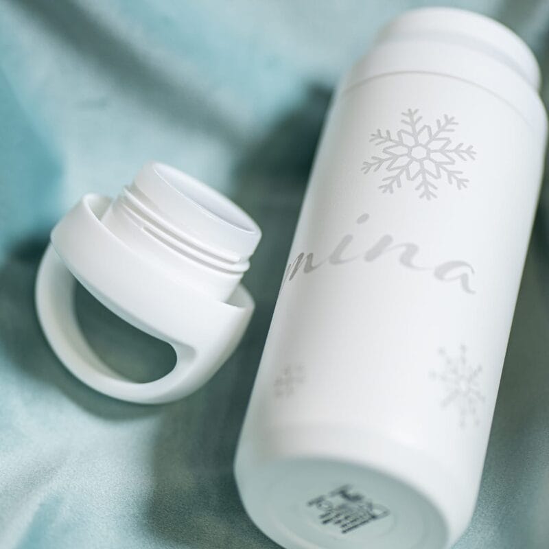 termos din oțel inoxidabil personalizat cu motiv de iarnă și nume