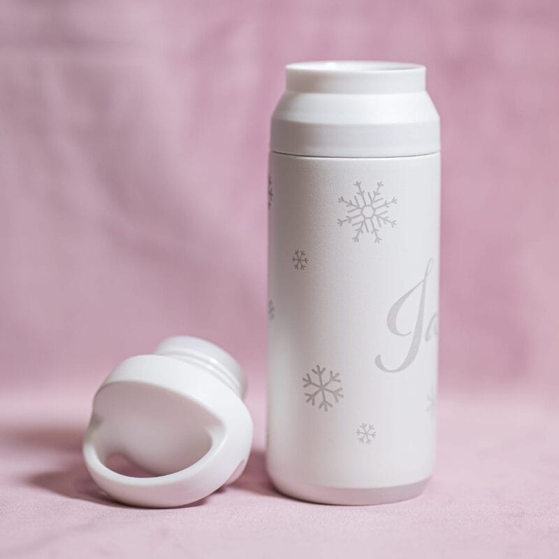 termos din oțel inoxidabil personalizat cu motiv de iarnă și nume
