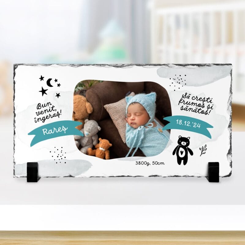 ardezie panoramică personalizată pentru nou născut