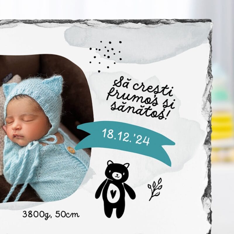 ardezie panoramică personalizată pentru nou născut
