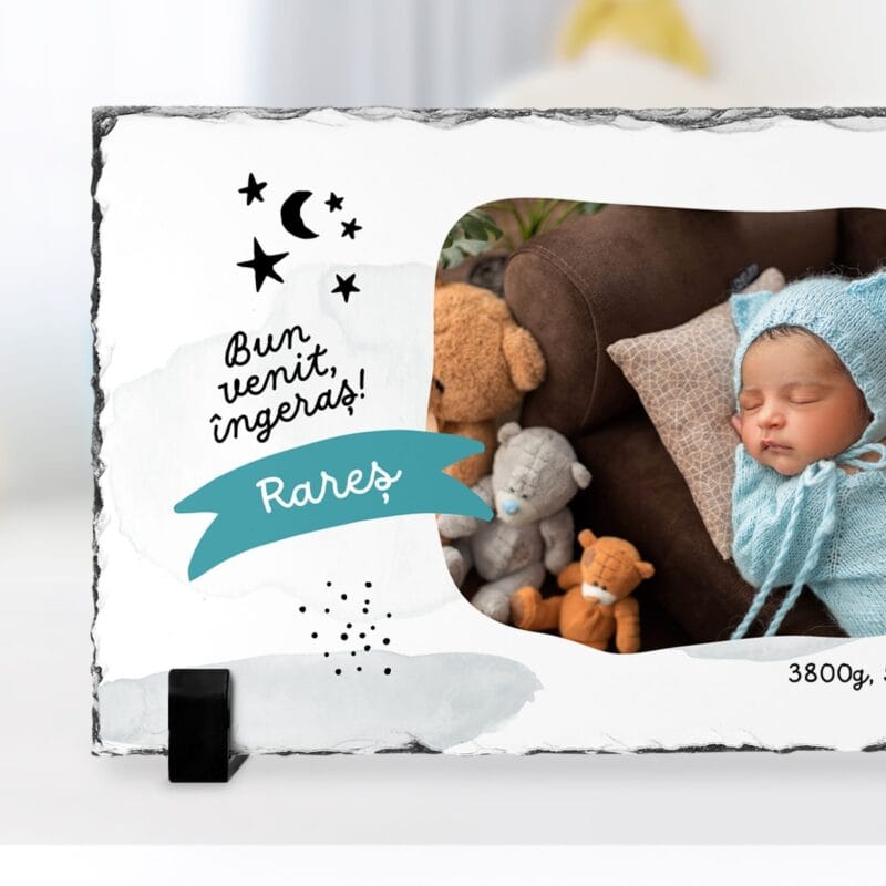 ardezie panoramică personalizată pentru nou născut