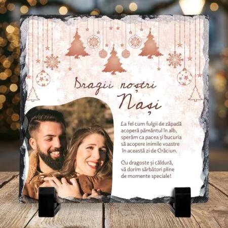 ardezie personalizată de crăciun pentru nași