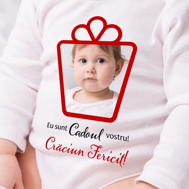 body bebe personalizat eu sunt cadoul vostru