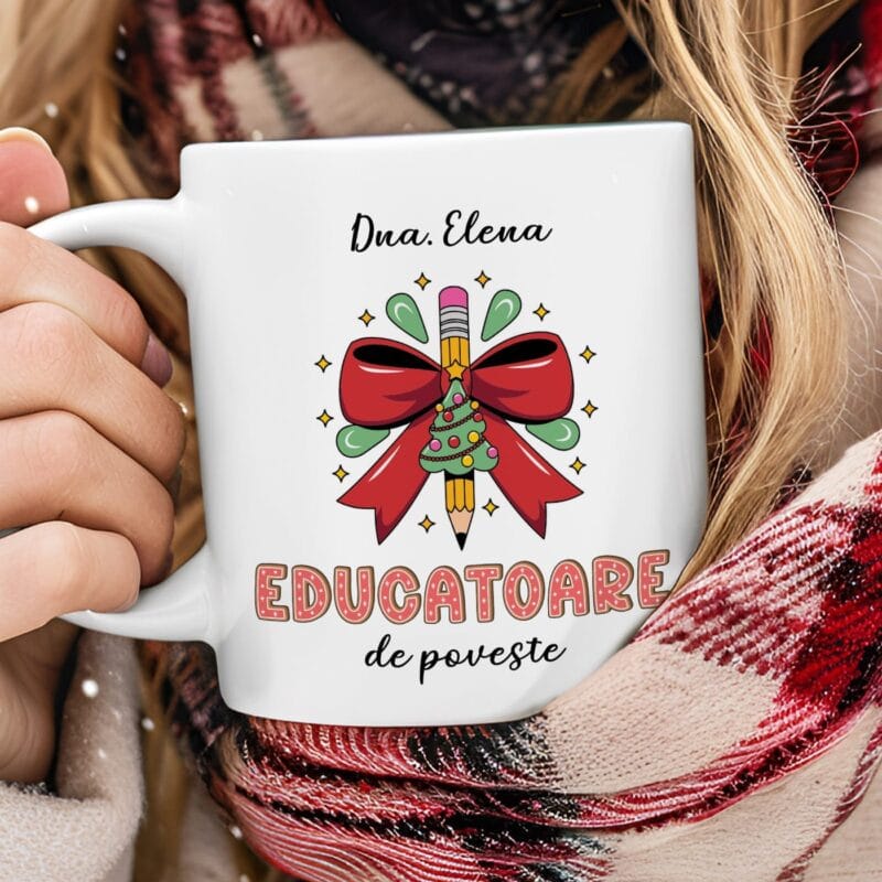 cană personalizată de crăciun pentru educatoare
