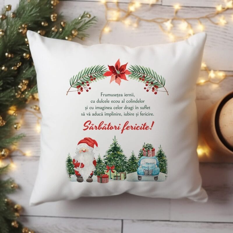 pernă personalizată cu mesaj de crăciun
