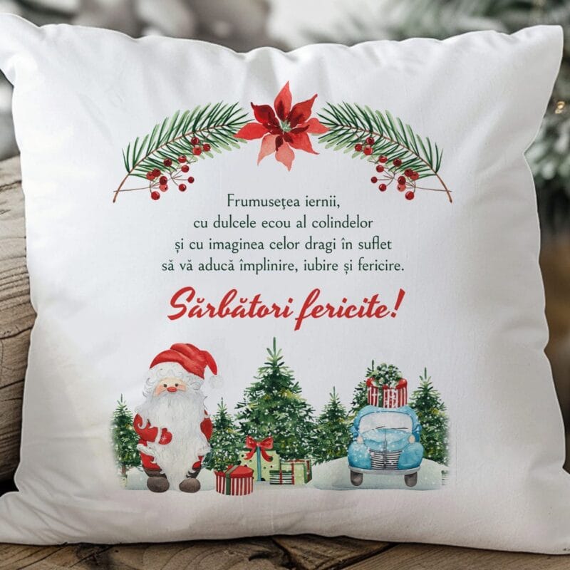 pernă personalizată cu mesaj de crăciun