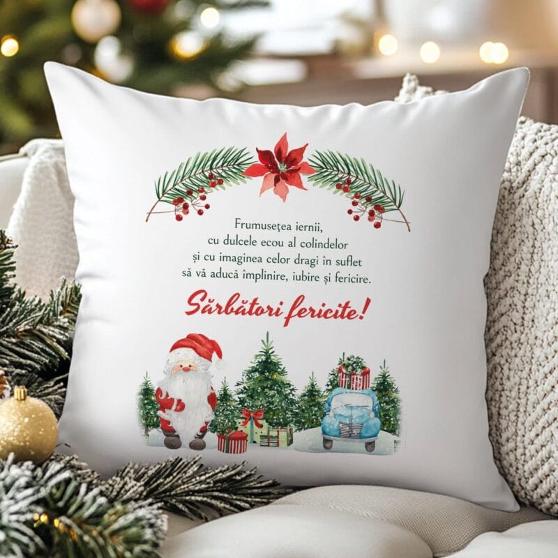 pernă personalizată cu mesaj de crăciun