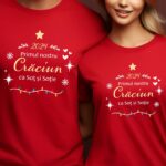 set tricouri roșii personalizate primul nostru crăciun