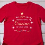 set tricouri roșii personalizate primul nostru crăciun