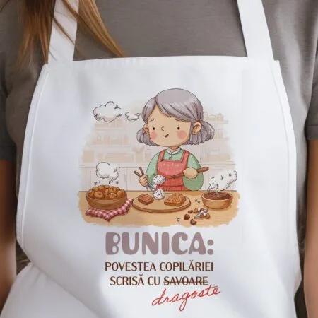 Șorț personalizat cu mesaj pentru bunica