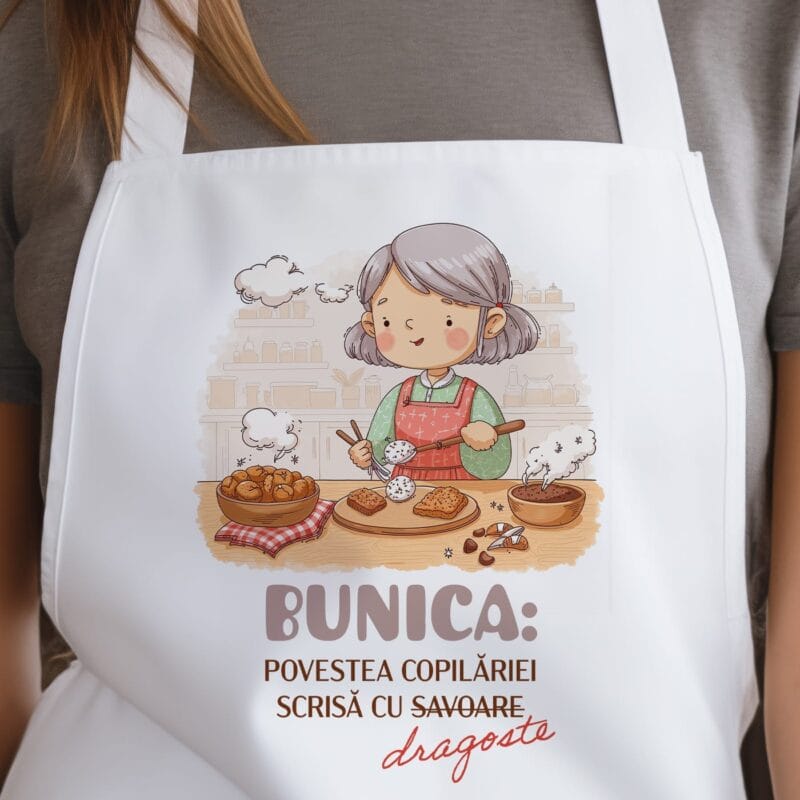 Șorț personalizat cu mesaj pentru bunica