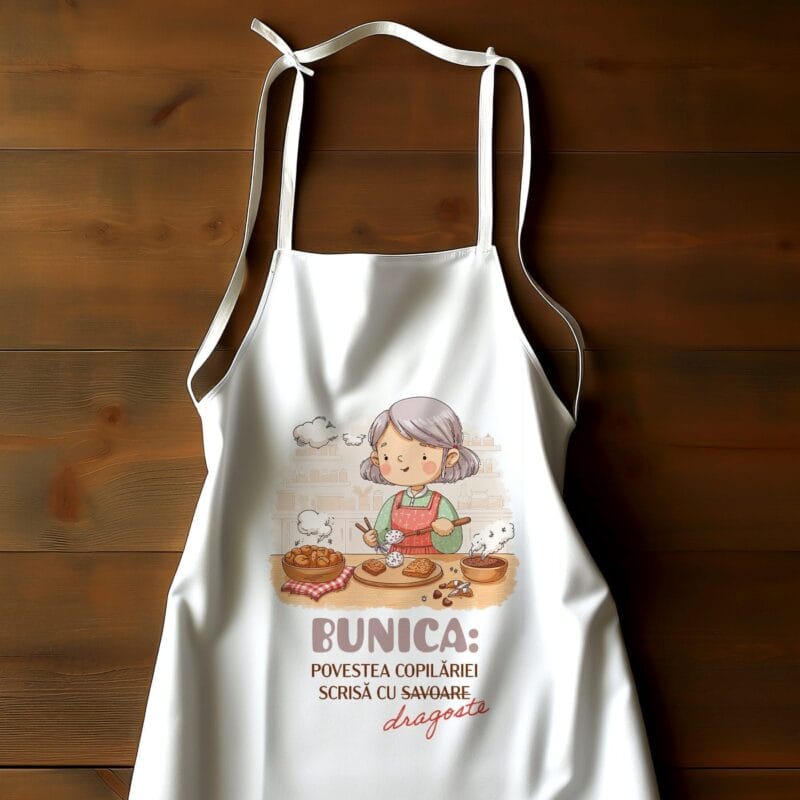 Șorț personalizat cu mesaj pentru bunica