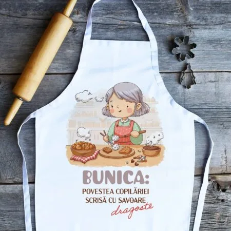 Șorț personalizat cu mesaj pentru bunica