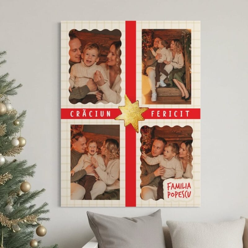 tablou canvas personalizat crăciun fericit în familie