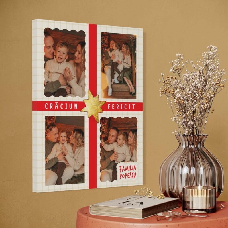 tablou canvas personalizat crăciun fericit în familie
