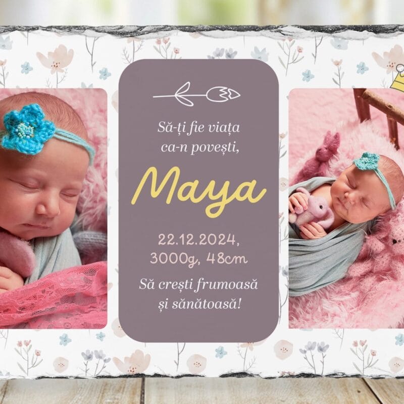 ardezie panoramică personalizată pentru nou născută