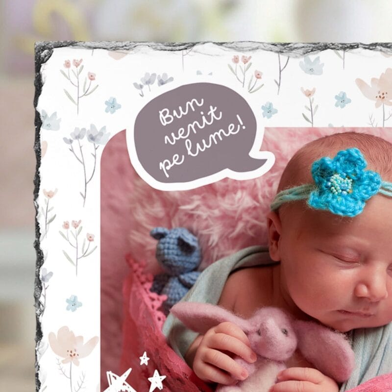 ardezie panoramică personalizată pentru fetița nou născută