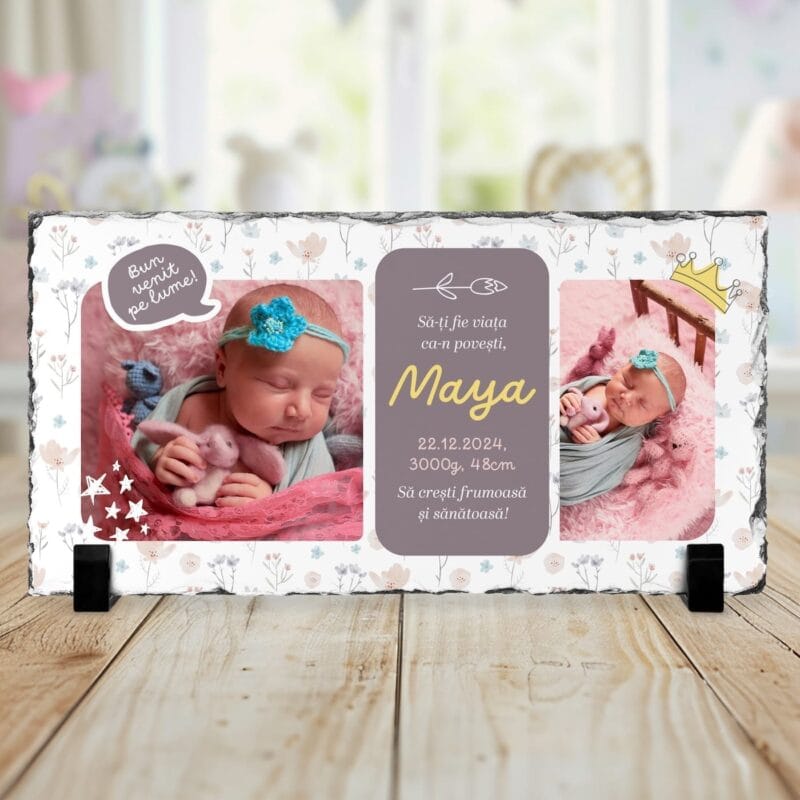 ardezie panoramică personalizată pentru nou născută