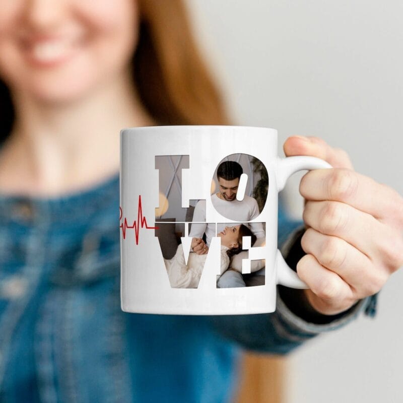 cană personalizată love cu 2 poze