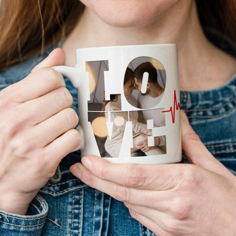 cană personalizată love cu 2 poze