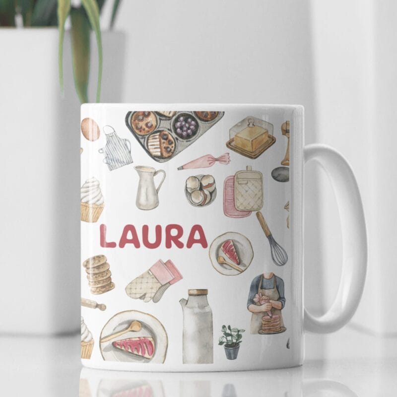 cana personalizată pentru cofetăreasă