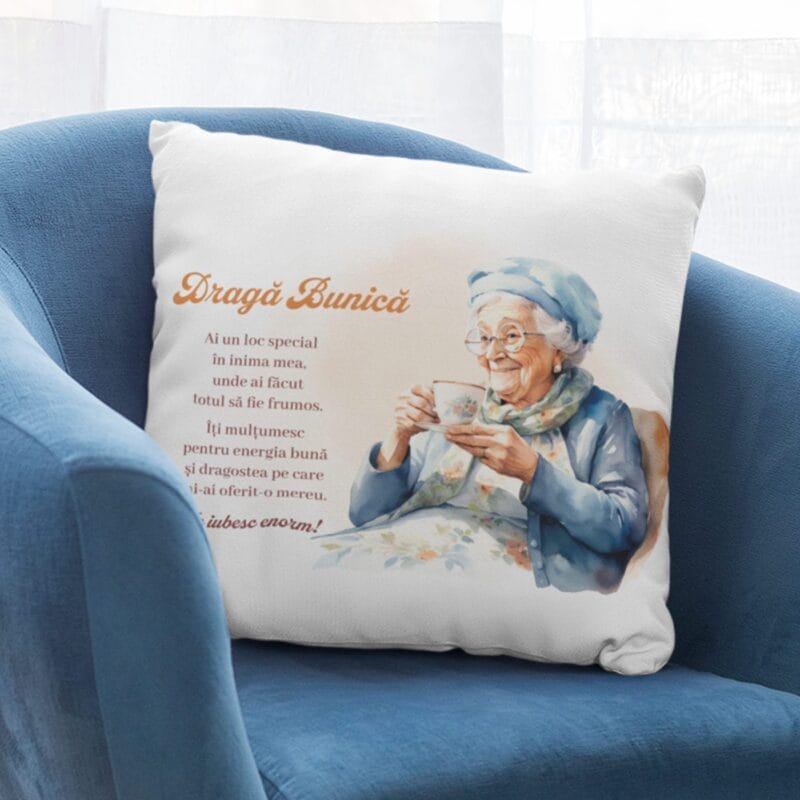 pernă personalizată cu mesaj pentru bunica