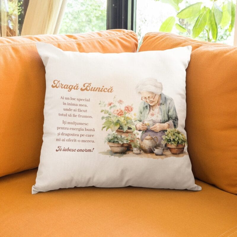 pernă personalizată cu mesaj pentru bunica