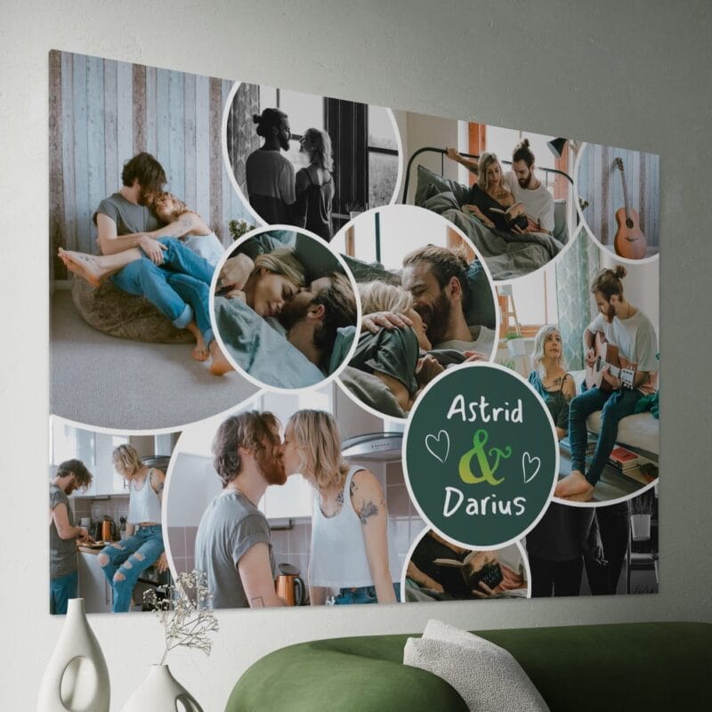 tablou canvas personalizat pentru cuplu colaj de cercuri