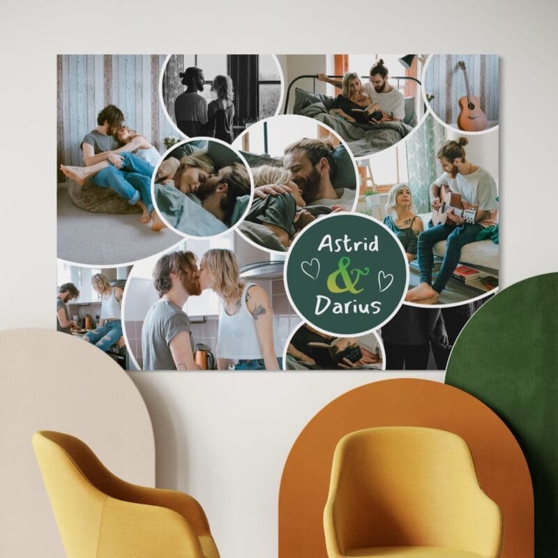 tablou canvas personalizat pentru cuplu colaj de cercuri