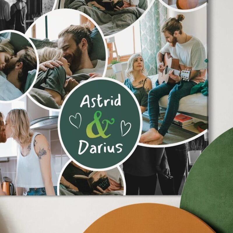 tablou canvas personalizat pentru cuplu colaj de cercuri