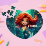 puzzle inimă personalizat cadou copii cu ilustrație și nume