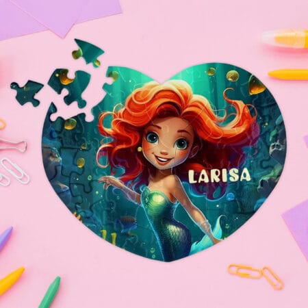 puzzle inimă personalizat cadou copii cu ilustrație și nume